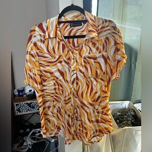 New york & co women’s pocket button down short sleeve shirt